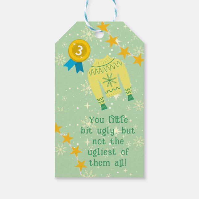 Retro Holiday Ugly Sweater Christmas Party Geschenkanhänger (Rückseite)
