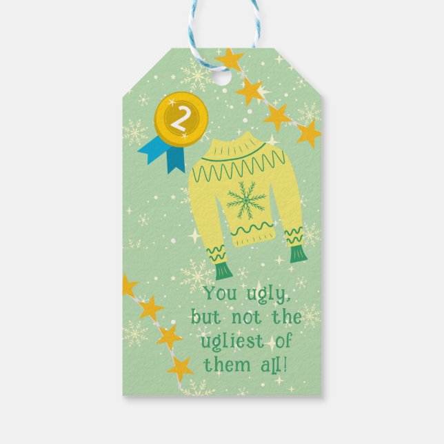 Retro Holiday Ugly Sweater Christmas Party Geschenkanhänger (Rückseite)