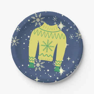 Retro Holiday Ugly Sweater Christmas Party Pappteller