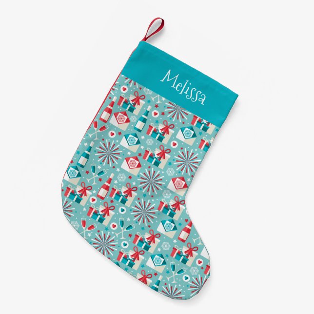 Retro Holiday Weihnachten Strumpf Kleiner Weihnachtsstrumpf (Vorderansicht (hängend))