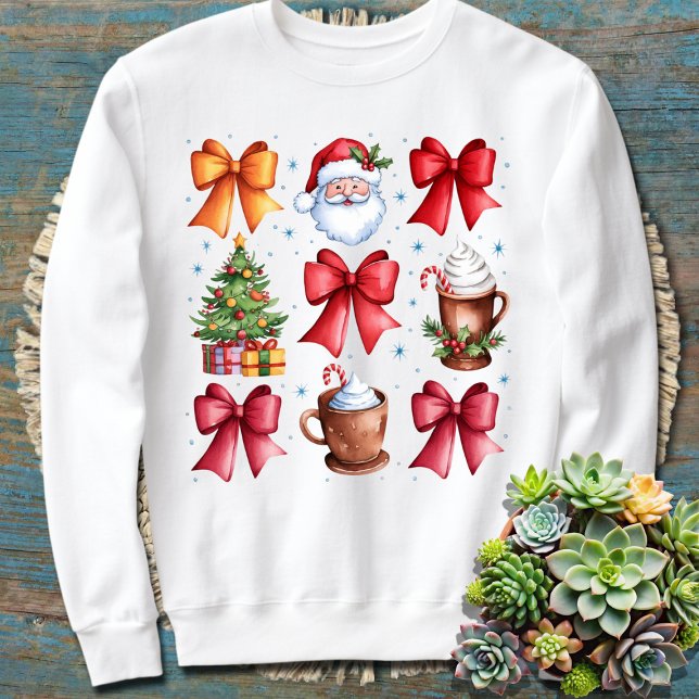 Retro Holidays Coquette Bow Weihnachten Weihnachte Sweatshirt (Von Creator hochgeladen)