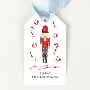 Retro Holidays Red Nutcracker Candy Canes Streifen Geschenkanhänger