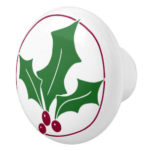 Retro Holly Beeren I, roter Besatz Keramikknauf