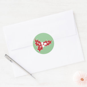 Retro Holly Blätter und Berries Holiday Stickers