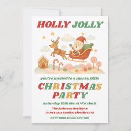 Retro Holly Jolly Editable Christmas Party Einladung