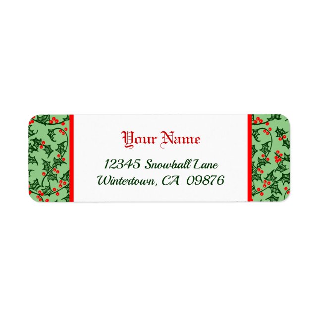 Retro Holly mit Red Berries auf Green Editable (Vorne)