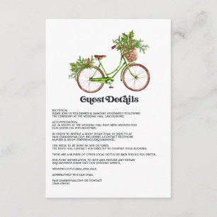 Retro Holly und Ivy Bicycle Wedding Gast Details Begleitkarte