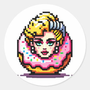 Retro Hollywood Icon - Pixel Art Pop Culture Runder Aufkleber