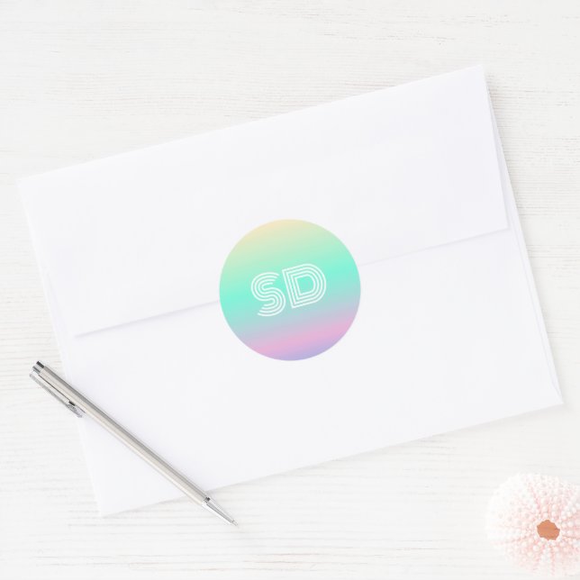 Retro Holographic Wedding Runder Aufkleber (Umschlag)