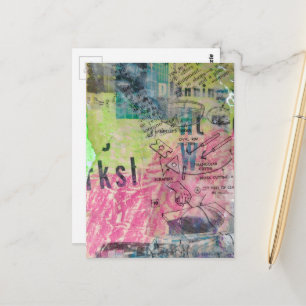 Retro-Holzbearbeitung Mixed-Media-Collage farbenfr Postkarte