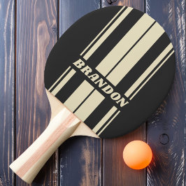 Retro Holzkohlefaser Streifen mit Namen Tischtennis Schläger