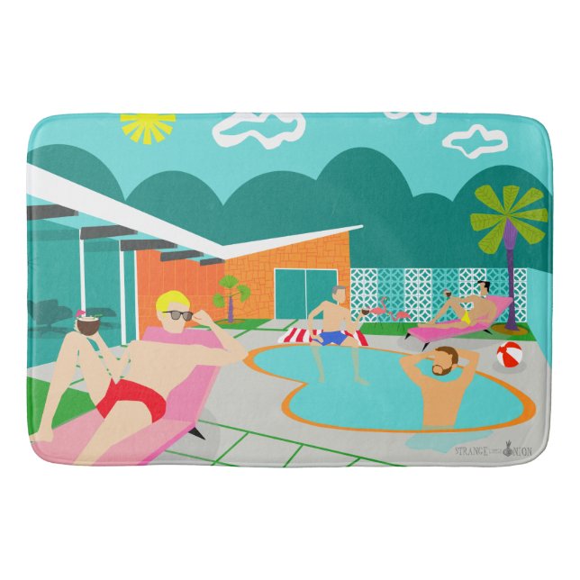 Retro homosexuelle Pool-Party-Bad-Matte Badematte (Vorderseite)
