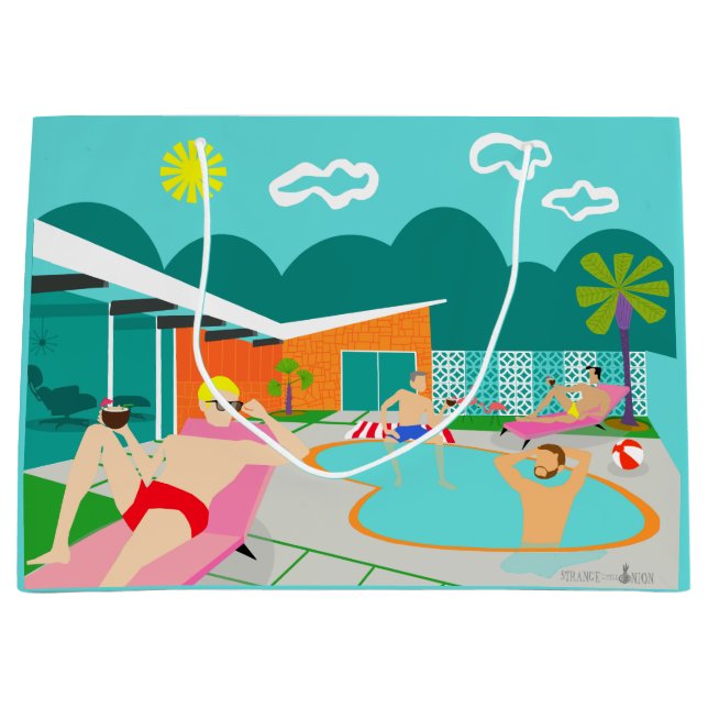 Retro homosexuelle Pool-Party-Geschenk-Tasche Große Geschenktüte (Vorderseite)
