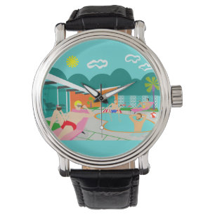Retro homosexuelle Pool-Party-Uhr Armbanduhr