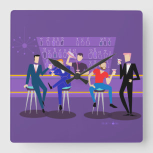 Retro homosexuelles Bar-Acrylwand-Uhr Quadratische Wanduhr