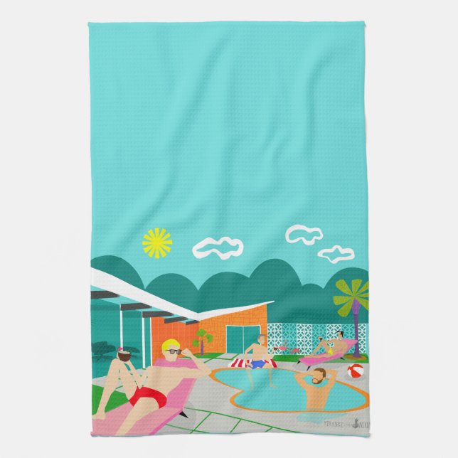 Retro homosexuelles Pool-Party-Küchen-Tuch Handtuch (Vertikal)