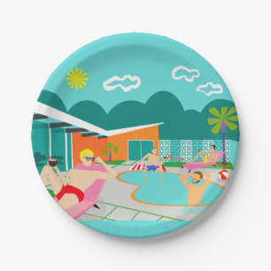 Retro homosexuelles Pool-Party-Papierplatte Pappteller