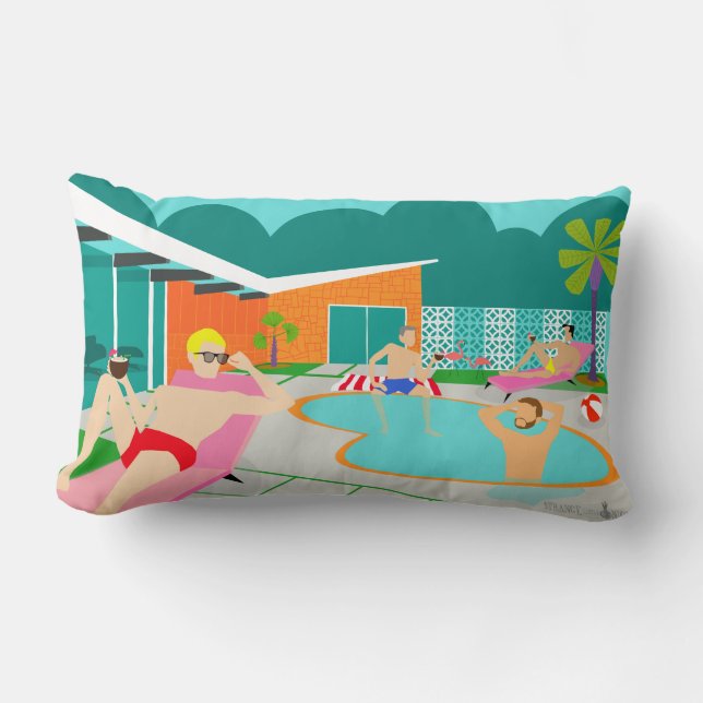 Retro homosexuelles Pool-Partylumbar-Kissen Lendenkissen (Vorderseite)