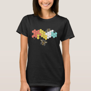Retro Honeycomb Bienenhäuser Design für Bienen L T-Shirt
