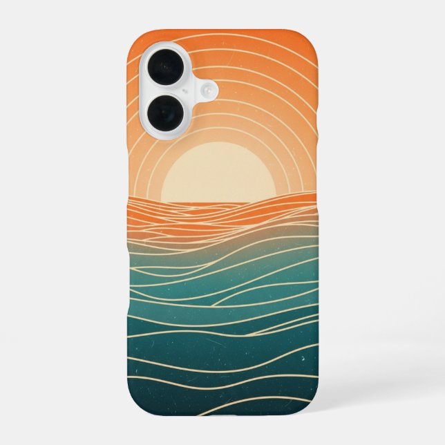 Retro Horizontwelle iPhone 16 Hülle (Rückseite)