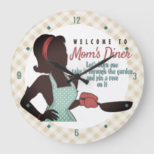 Rétro horloge de cuisine de poêle de masselotte 