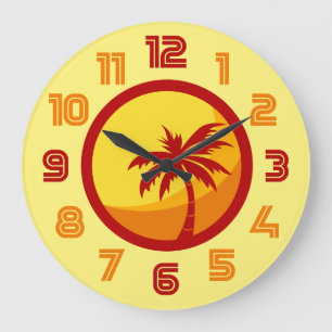 Rétro horloge de vague de chaleur de palmier de