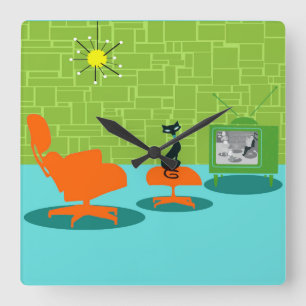 Rétro horloge murale d'acrylique de Kitty d'âge