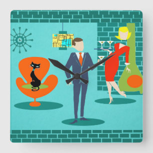 Rétro horloge murale de couples de bande dessiné