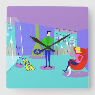 Rétro horloge murale de vacances de ski