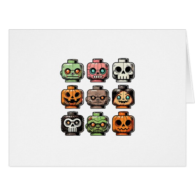 Retro Horror Bricks Kopf Beängstigende Halloween M (Vorderseite (Horizontal))
