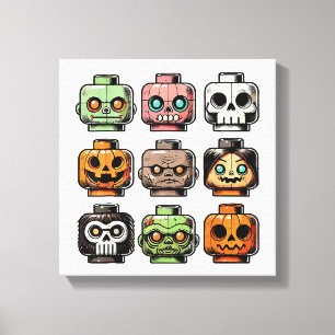 Retro Horror Bricks Kopf Beängstigende Halloween M Leinwanddruck