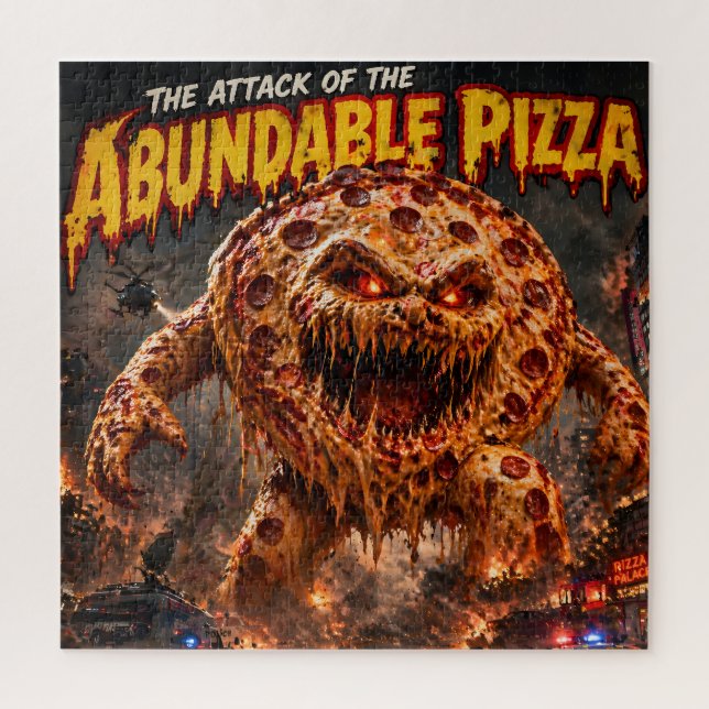 Retro-Horror-Monster-Jigsaw-Puzzle: Der Angriff vo (Vertikal)