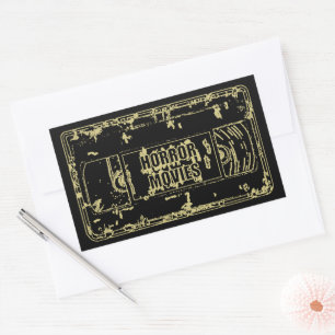 Retro-Horrorfilme VHS-Band-Design Gold Rechteckiger Aufkleber
