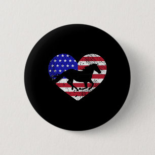 Retro Horse American Flag Herbst 4. Juli USA Pa Button