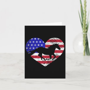 Retro Horse American Flag Herbst 4. Juli USA Pa Karte