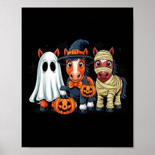 Retro Horse Hexe Y Halloween Pumpkin Women Men Ki Poster