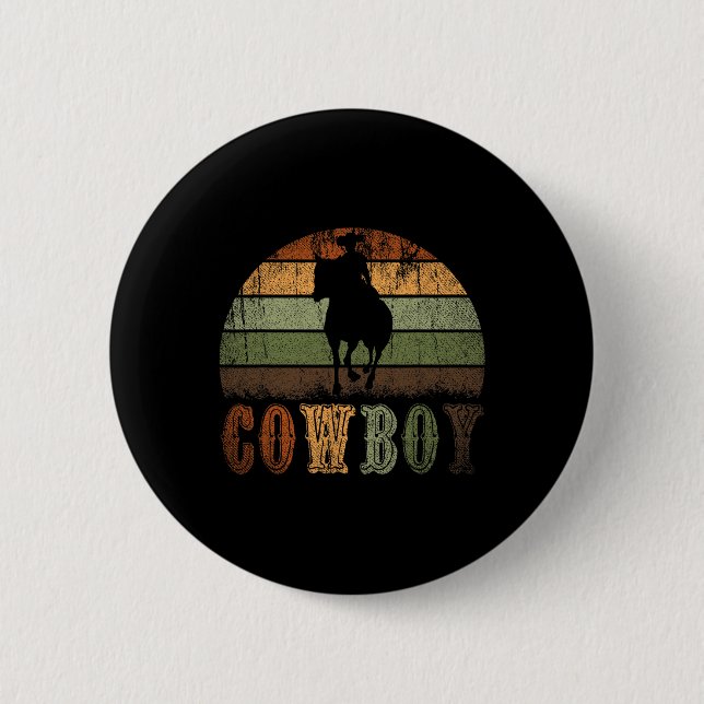 Retro Horseback Reiten Rodeo Western Line Tanz Ho Button (Vorderseite)