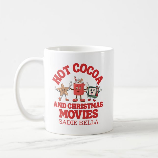 Retro Hot Cocoa und Weihnachtsfilme Kaffeetasse (Links)