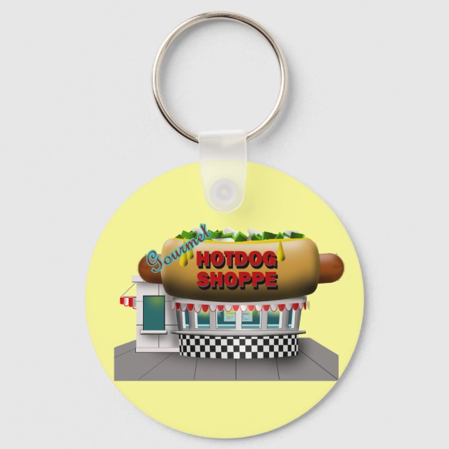 Retro Hot Dog Shoppe Schlüsselanhänger (Vorderseite)