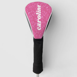 Retro Hot Pink Glitter Funkeln y2k Personalisiert Golf Headcover