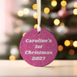 Retro Hot Pink Glitzer Sparky2k Personalisiert Keramik Ornament<br><div class="desc">Feiern Sie mit diesem lustigen und lebendigen Ornament, das so einzigartig wie Ihr Kleines ist, das erste Weihnachtsfest Ihres Babys im Stil. Das Retro-Hot-Rosa-Glitzer-Funkeldesign verleiht Ihrem Urlaubsbaum einen spielerischen Pop, der mit dem Namen Ihres Babys und dem Jahr personalisiert ist. Es ist ein besonderer Genuss, den Sie für immer genießen...</div>