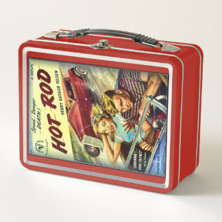 Retro-Hot-Rod-Rot-Metall-Lunchbox Metall Brotdose