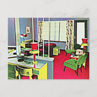 Retro Hotel Room Postkarte