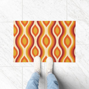 Retro Hourglass Groovy Ogee in orange und gelb Fußmatte