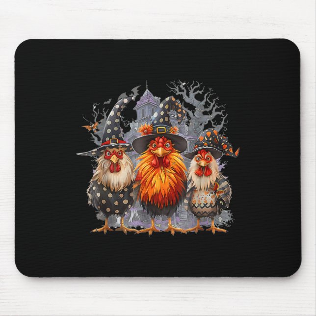 Retro House Hühner Hexenduft verwunderlich Herbst Mousepad (Vorne)