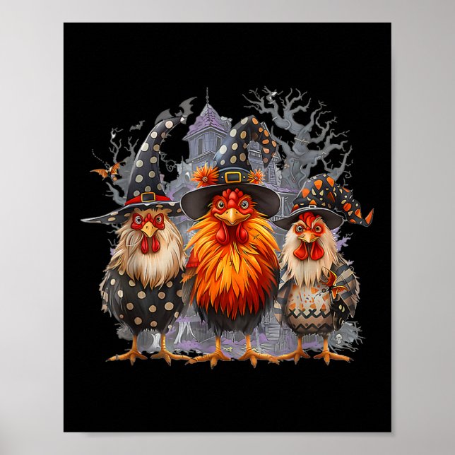 Retro House Hühner Hexenduft verwunderlich Herbst Poster (Vorne)