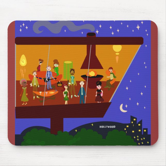 Retro House Party Fun Jet Set Design Mousepad (Vorne)
