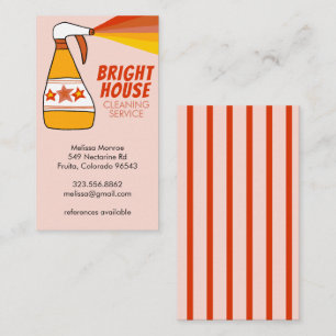 Retro House Reinigungsservice Spray Flasche farbig Visitenkarte