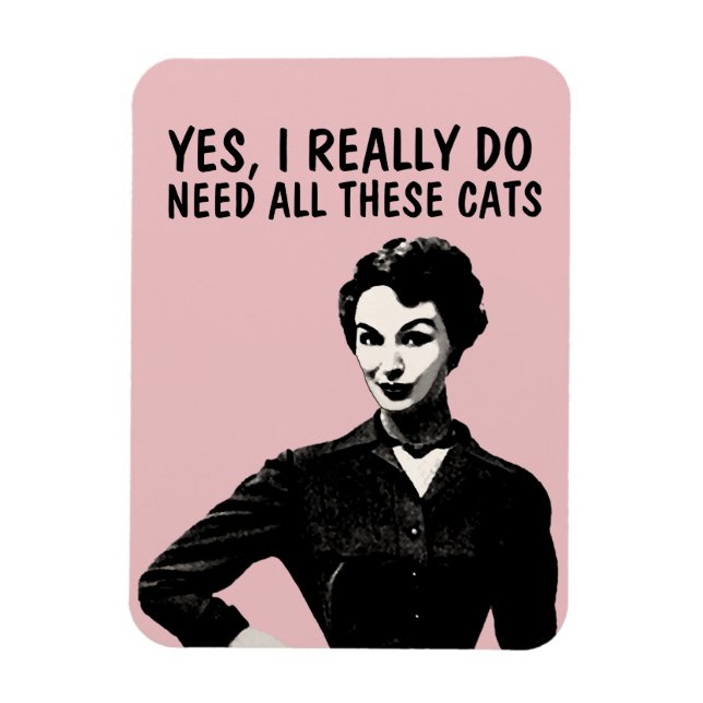 RETRO HOUSEWIFE FUNNY CAT MAGNETS MAGNET (Vertikal)
