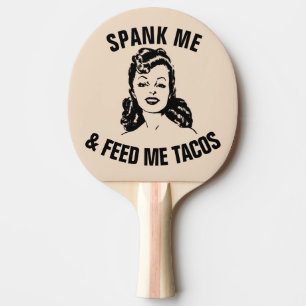 RETRO HOUSEWIFE SPANKEN SIE MICH GEFÜTTERT TACOS TISCHTENNIS SCHLÄGER
